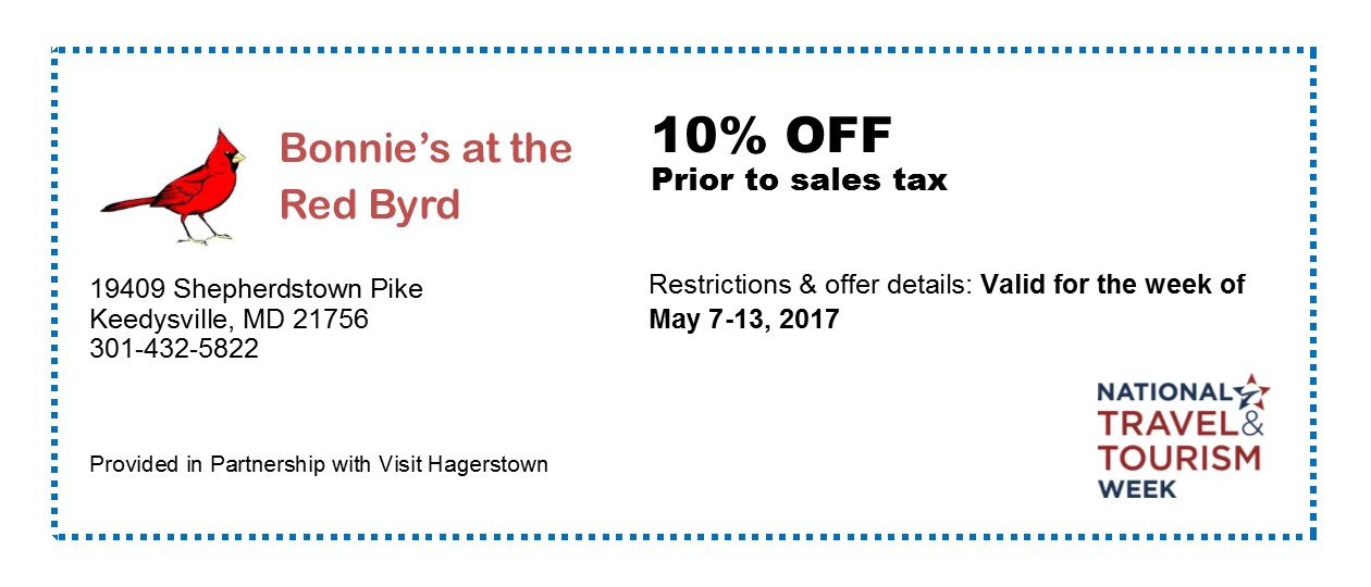 Hagerstown Tourism Offers - Bonnie's at Red Byrd